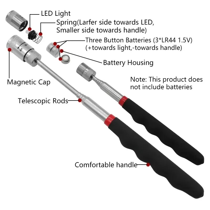 Pen Holder Magnetic - Telescopic Magnetic Pen with LED Light