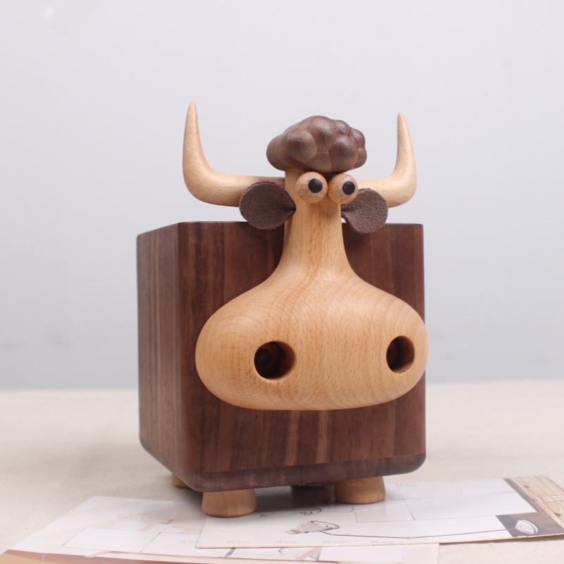 Cute Bull Shaped Wooden Pen Ho - đánh giá và giá Pen Holder Magnetic