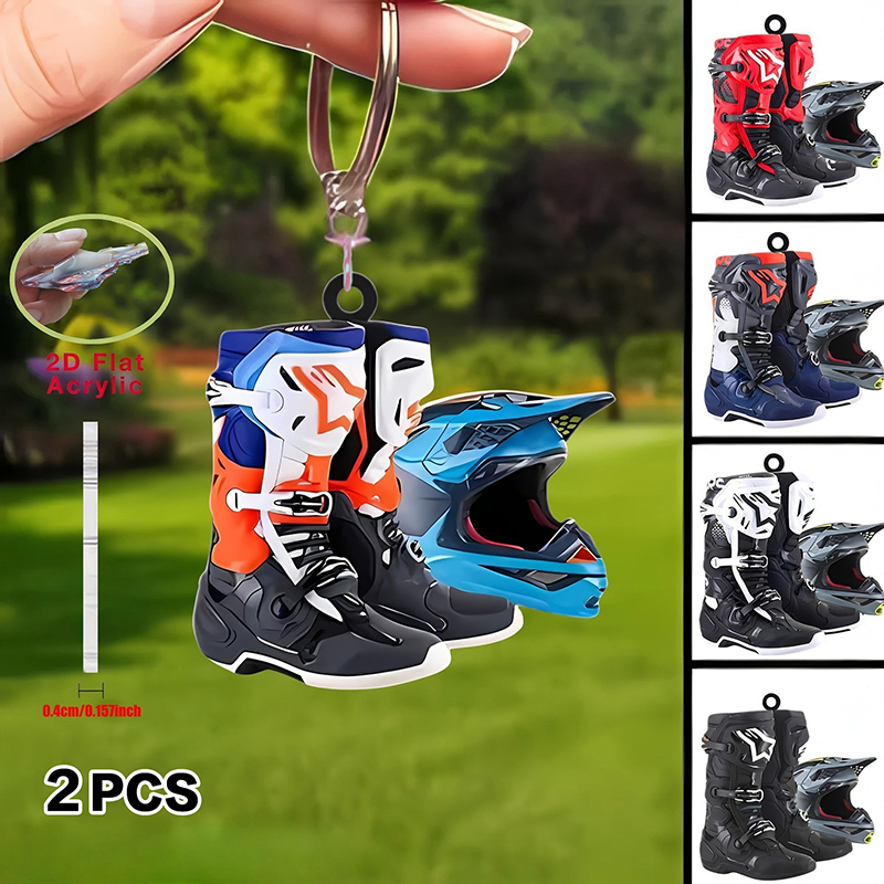 2PCS 2D Flat Motocross Keychai - đánh giá và giá Tech Accessories Bag