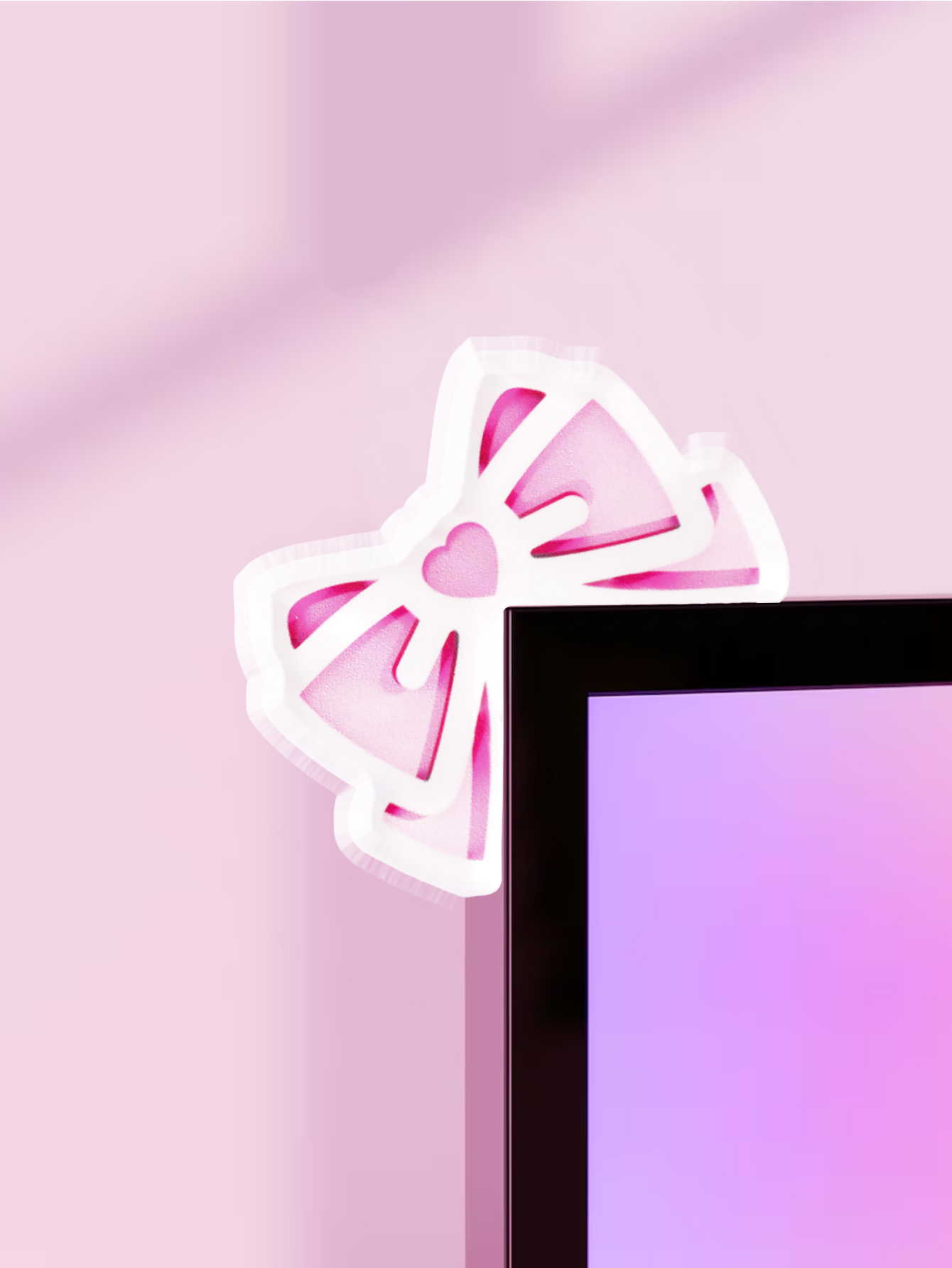 Kawaii Bow Monitor Decor Pink  - đánh giá và giá Tech Desktop Accessories